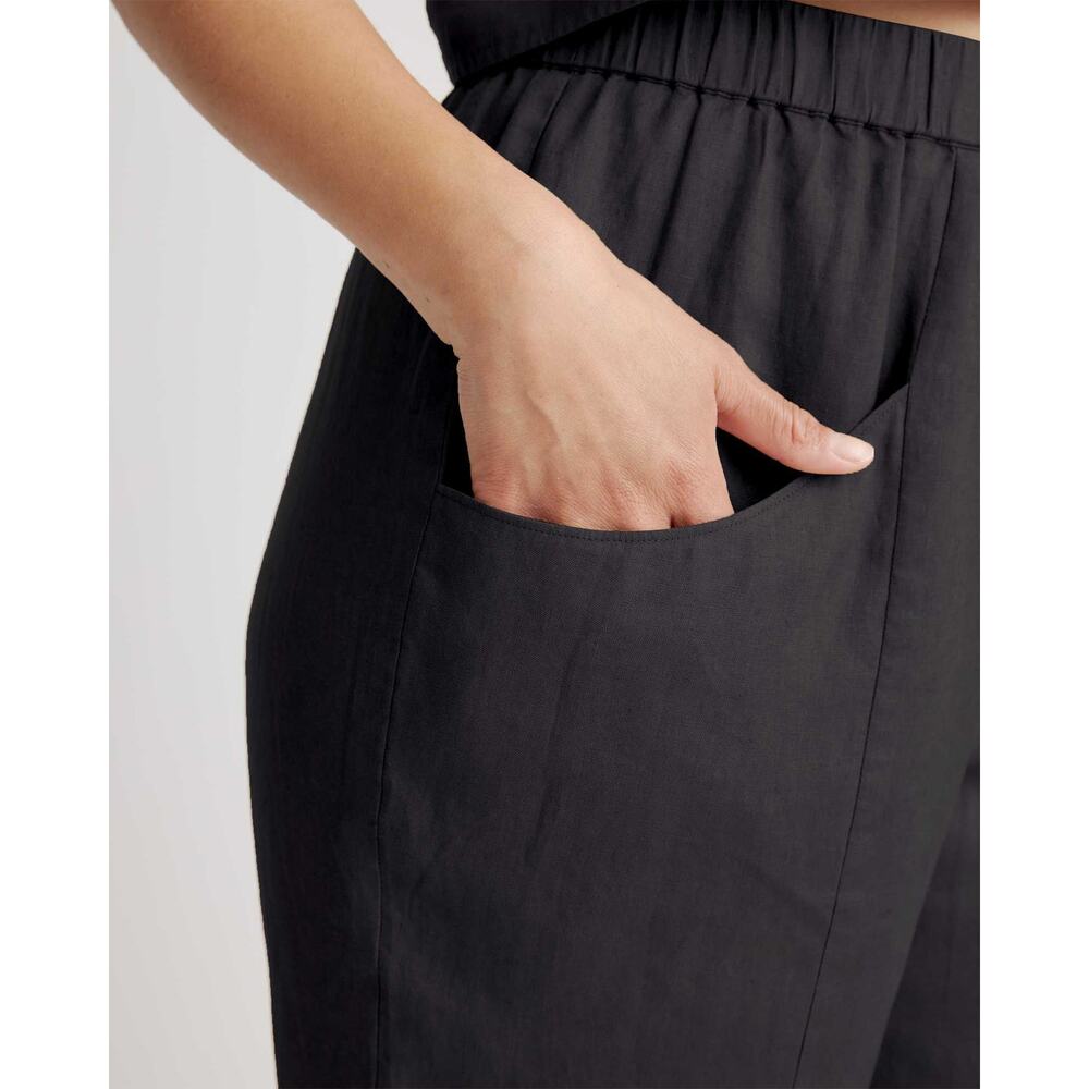 NWT Quince 100% European Linen Pants Black L - Picture 2 of 4